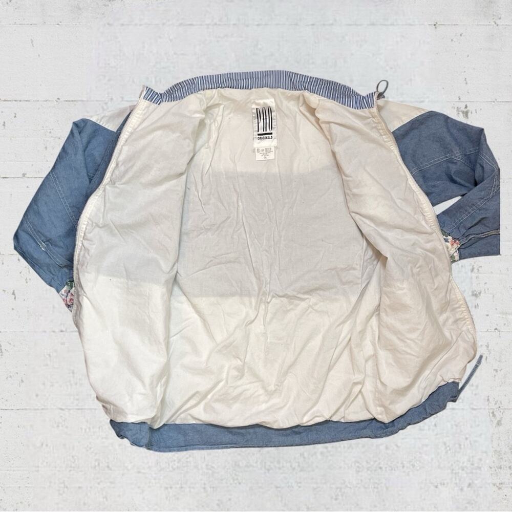 VTG Pao Originals Floral Chambray Patchwork Zip Jacket Size M Cottagecore - Picture 8 of 11
